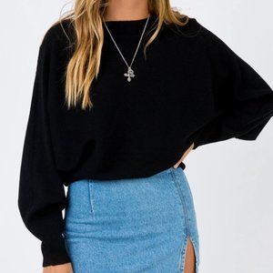 Princess Polly Winters Spell Ribbed Sweater Black